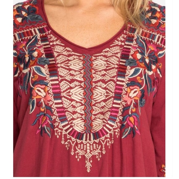 Johnny Was CLAUDE 3/4 KNIT DRAPE embroidered Top in XS - Picture 3 of 6